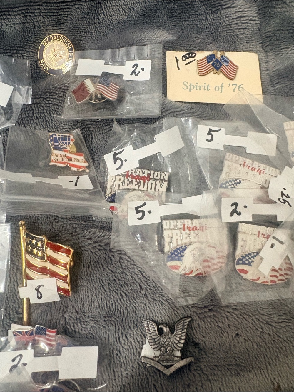 Patriotic American Flag Lapel Pins - Red, White & Blue
